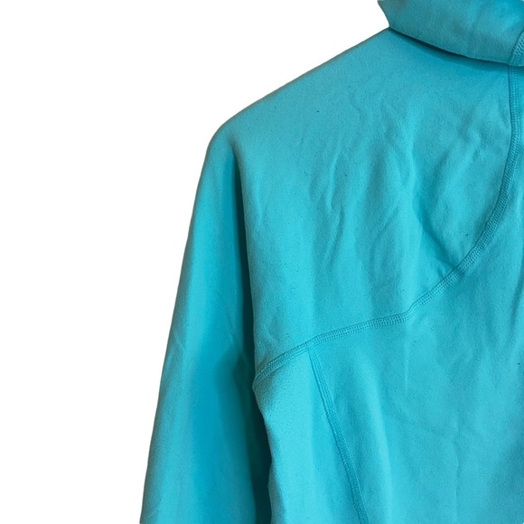 Lululemon Blue White Black Track Jacket Hood Ponytail Hole Thumbholes Pockets 8 - Picture 9 of 15